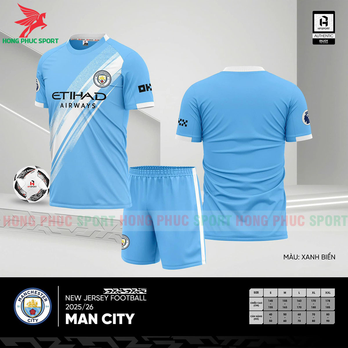 BỘ QUẦN ÁO BÓNG ĐÁ MANCHESTER CITY 2025 XANH – THUN LẠNH CAO CẤP