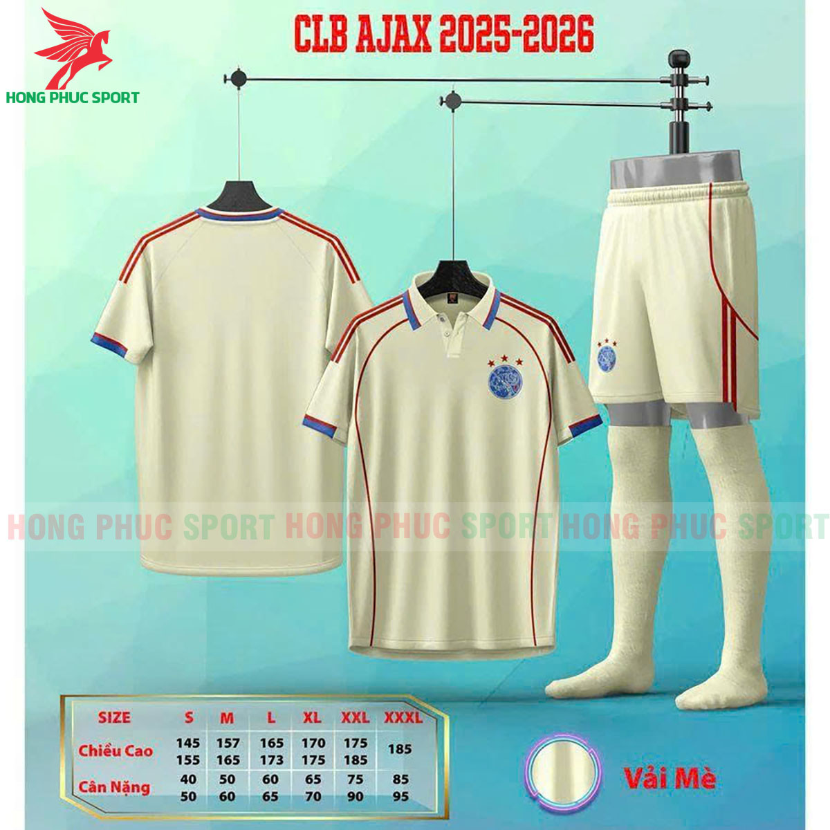 Áo Bóng Đá Ajax Amsterdam 2025 2026 - Vải Thun Mè