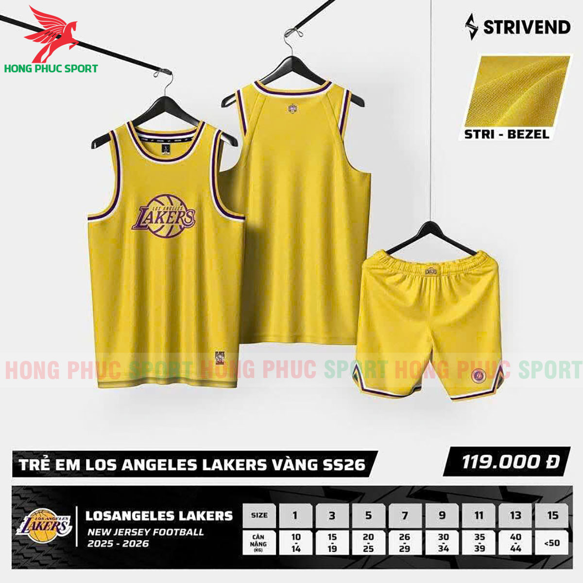 BỘ QUẦN ÁO BÓNG RỔ TRẺ EM STRIVEND LAKERS
